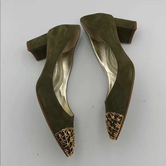 Sarah Flint limited edition Filigree pumps Sz39.5 Green Gold
